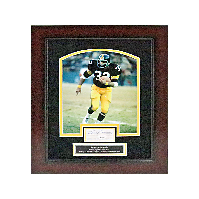 Franco Harris Pittsburgh Steelers Signed Framed Chit Collage (JSA COA)