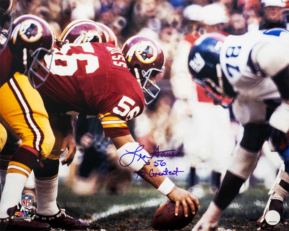 Len Hauss Sigend Washington Football Team Snapping Football 16x20 Photo-Powers Sports Memorabilia