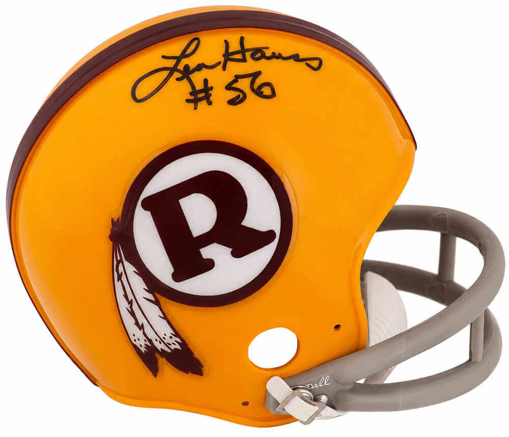 Len Hauss Autographed Washington Yellow Throwback Riddell (VSR4) Mini Helmet-Powers Sports Memorabilia