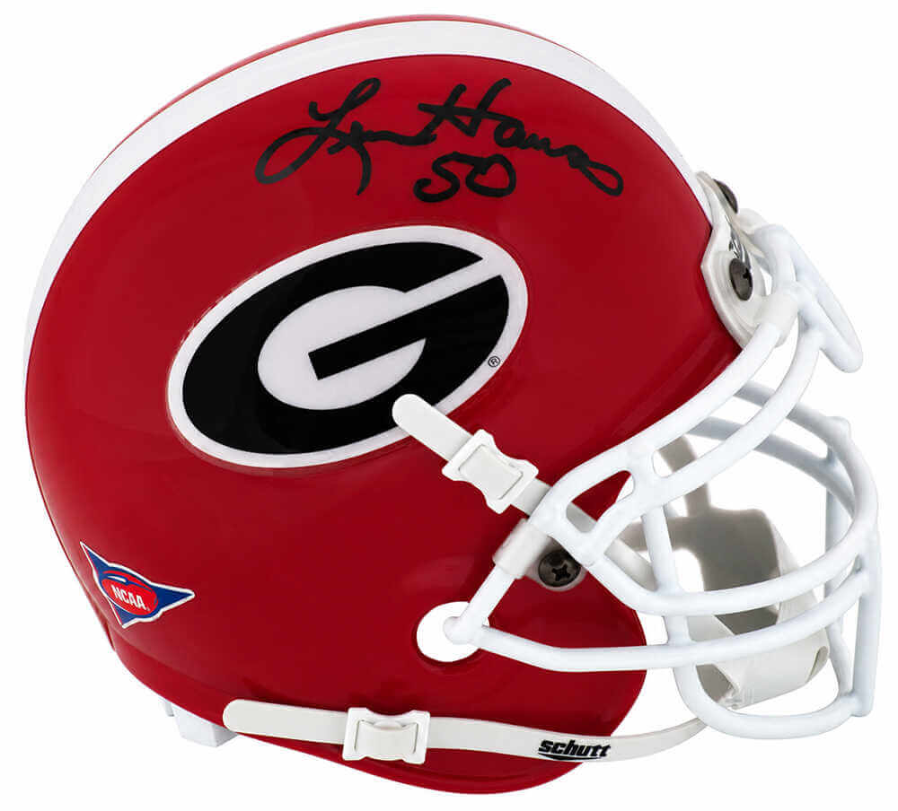 Len Hauss Georgia Bulldogs Autographed Schutt Mini Helmet-Powers Sports Memorabilia