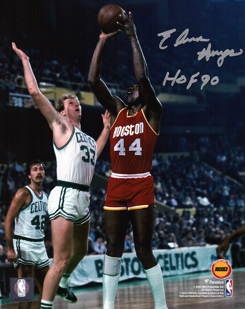 Elvin Hayes Autographed Houston Rockets Shooting Against Larry Bird 8x10 Photo with HOF'90-Powers Sports Memorabilia