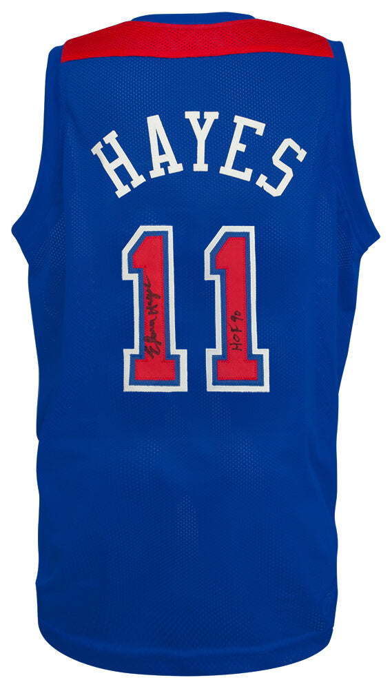 Elvin Hayes Autographed Blue Throwback Custom Basketball Jersey with HOF'90-Powers Sports Memorabilia