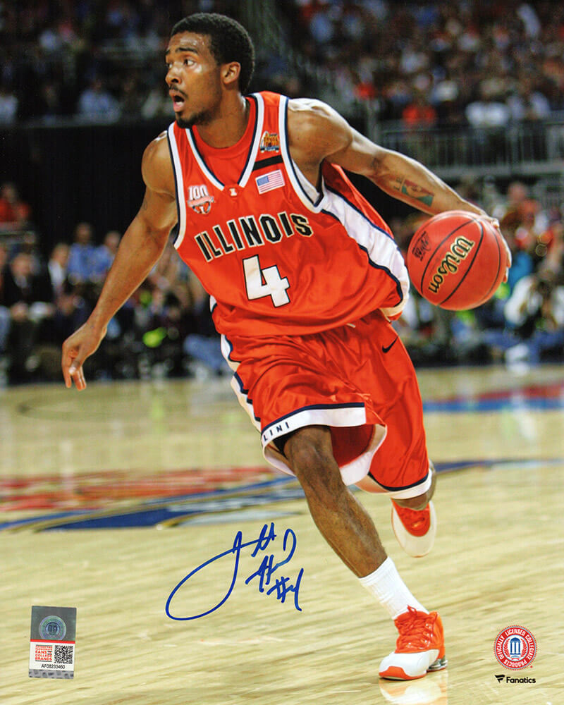 Luther Head Autographed Illinois Fighting Illini Orange Jersey Action 8x10 Photo-Powers Sports Memorabilia