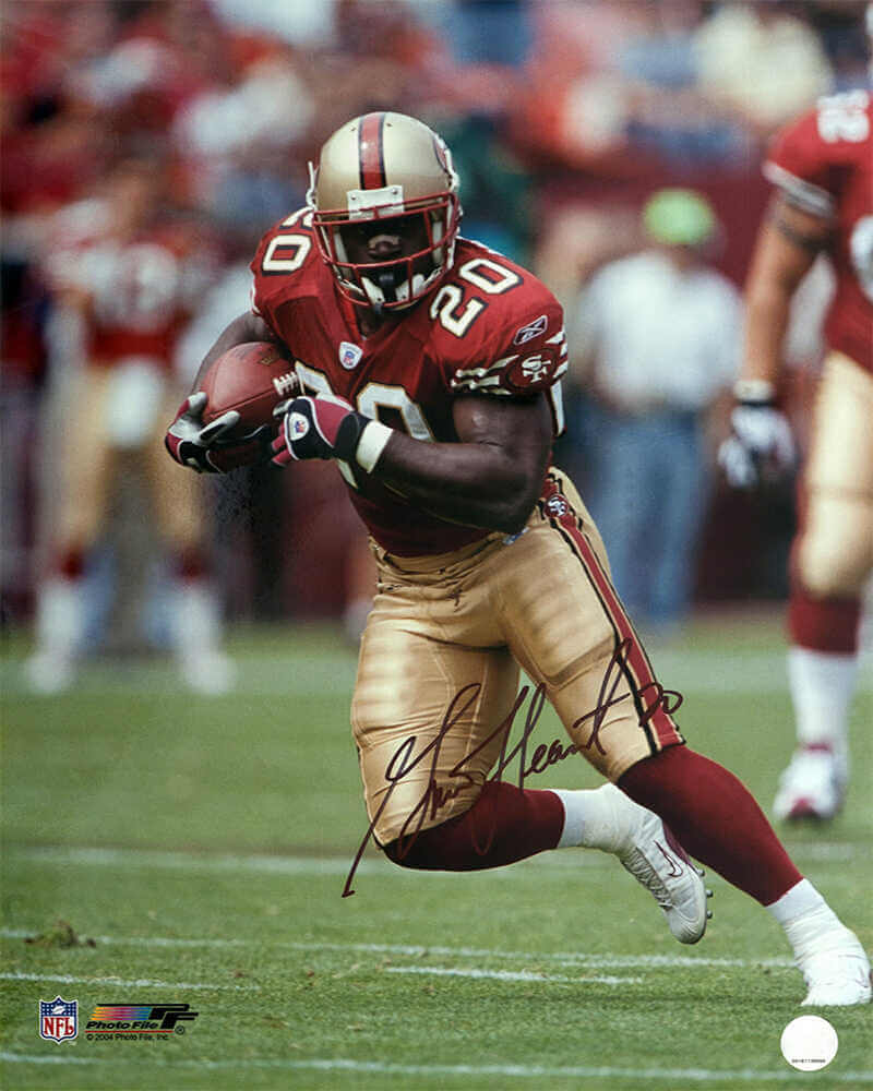 Garrison Hearst Autographed San Francisco 49ers Red Jersey Action 16x20 Photo-Powers Sports Memorabilia