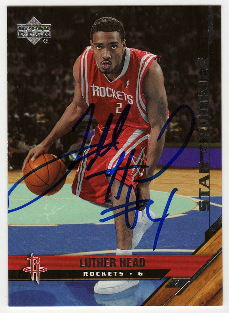 Luther Head Autographed Houston Rockets 2005 Upper Deck Rookie Basketball Trading Card #210-Powers Sports Memorabilia