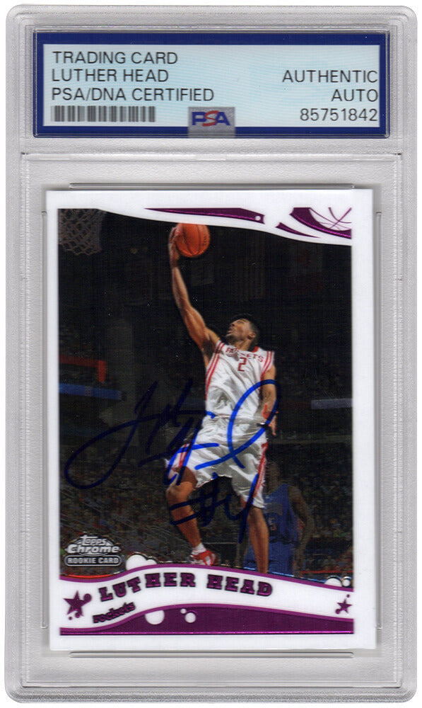 Luther Head Autographed Houston Rockets 2006 Topps Chrome Rookie Basketball Card #208 - (PSA Encapsulated)-Powers Sports Memorabilia