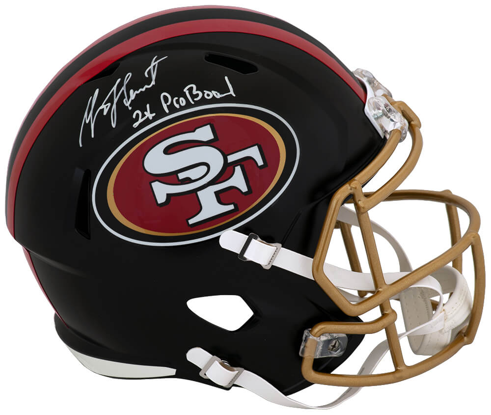 Garrison Hearst Autographed San Francisco 49ers Rivalries Black Riddell Full Size Speed Replica Helmet with 2x Pro Bowl-Powers Sports Memorabilia