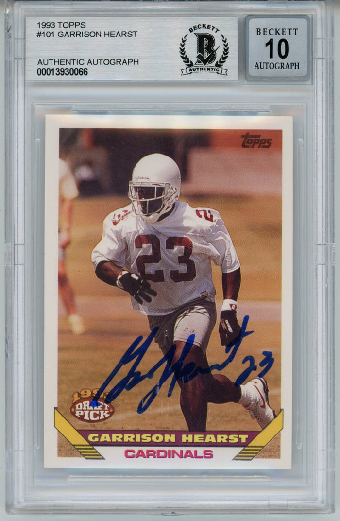Garrison Hearst Signed 1993 Topps #101 Rookie Card Beckett 10 Slab-Powers Sports Memorabilia