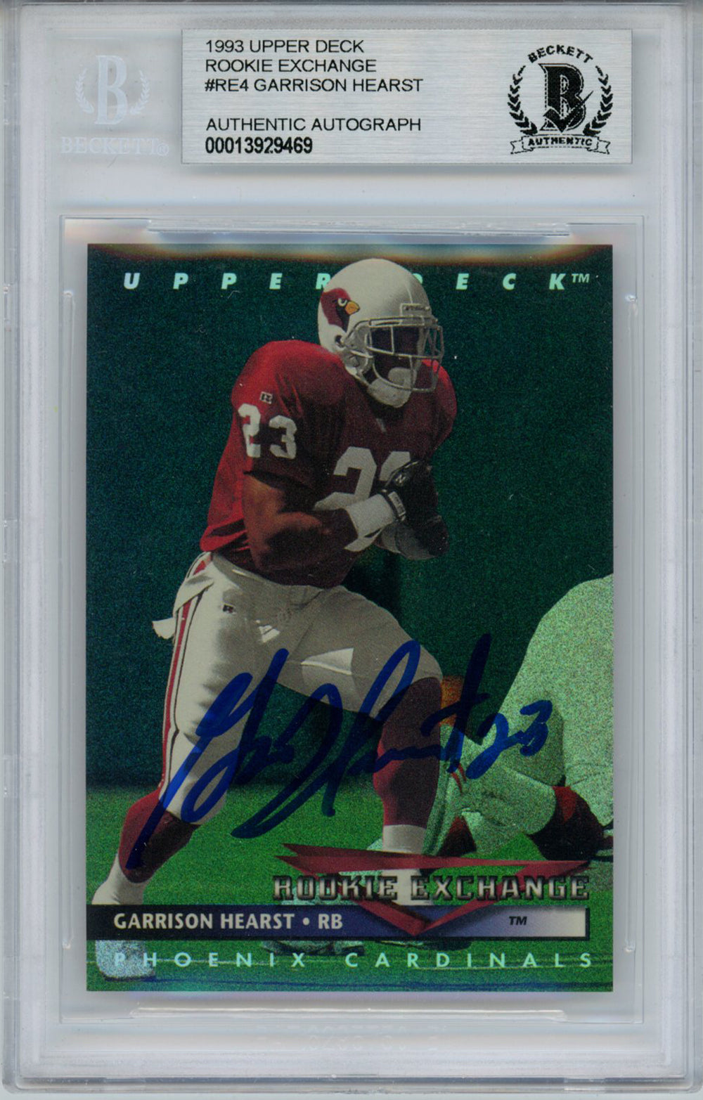 Garrison Hearst Arizona Cardinals Signed Card - 1993 Upper Deck Rookie Beckett Slab Beckett-Powers Sports Memorabilia