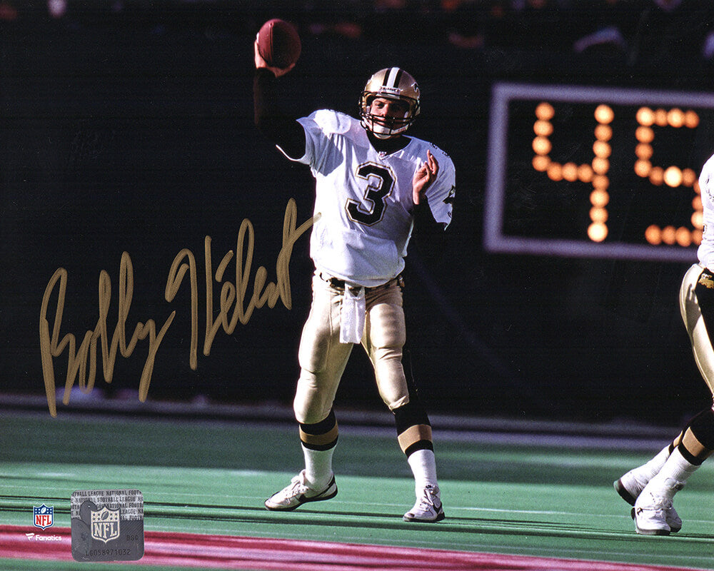 Bobby Hebert New Orleans Saints Autographed Jersey Passing 8x10 Photo