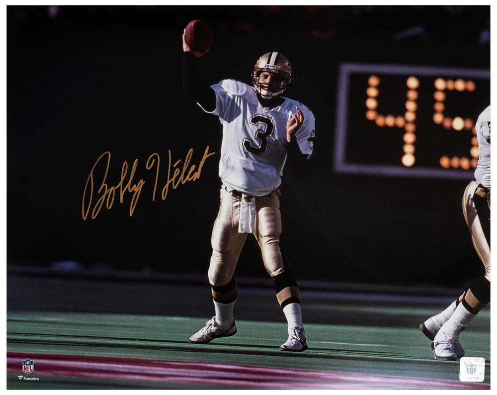 Bobby Hebert New Orleans Saints Autographed Jersey Passing 16x20 Photo