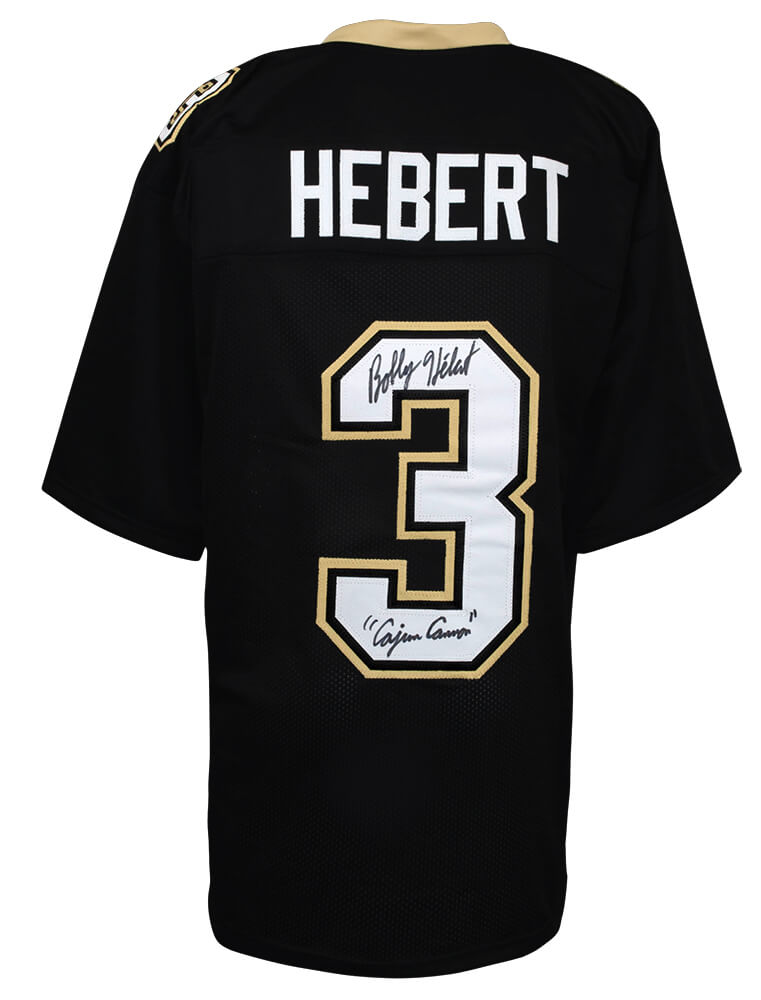 Bobby Hebert Autographed Black Custom Football Jersey with Cajun Cannon-Powers Sports Memorabilia