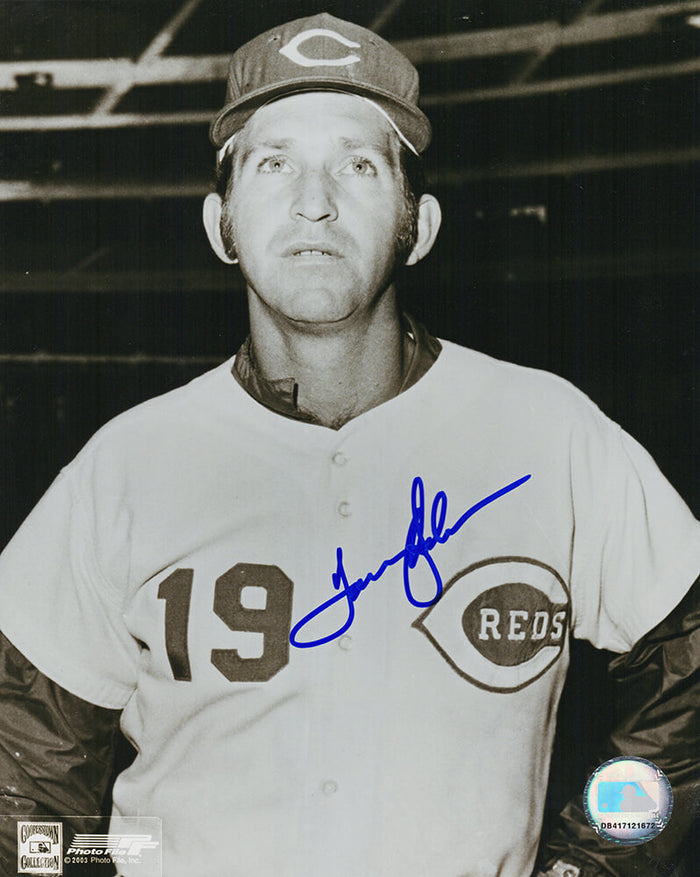 Tommy Helms Autographed Cincinnati Reds B&W Pose 8x10 Photo-Powers Sports Memorabilia