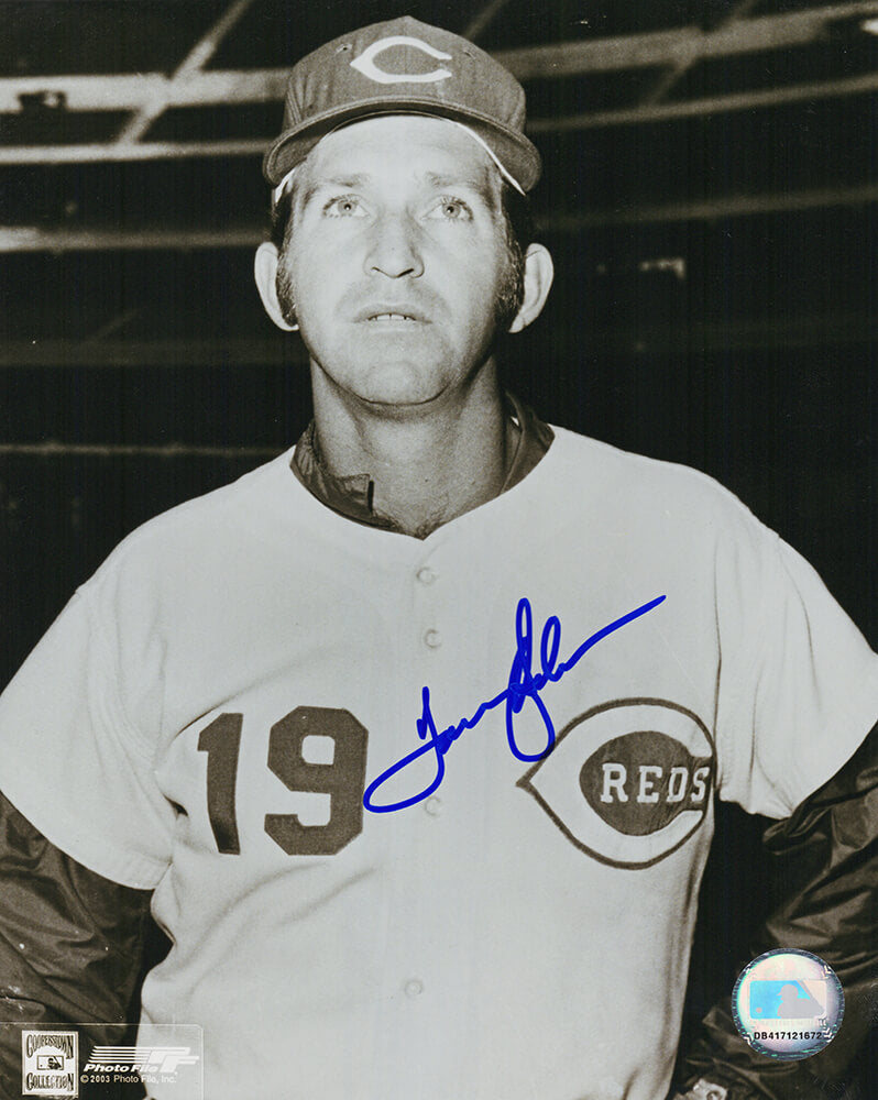 Tommy Helms Autographed Cincinnati Reds B&W Pose 8x10 Photo-Powers Sports Memorabilia