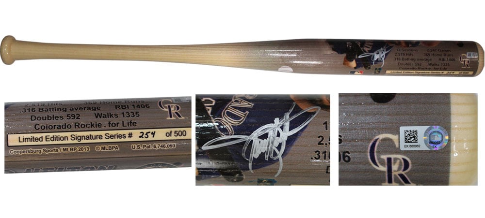 Todd Helton Colorado Rockies Signed Baseball - LE /500 Baseball Bat MLB Beckett-Powers Sports Memorabilia