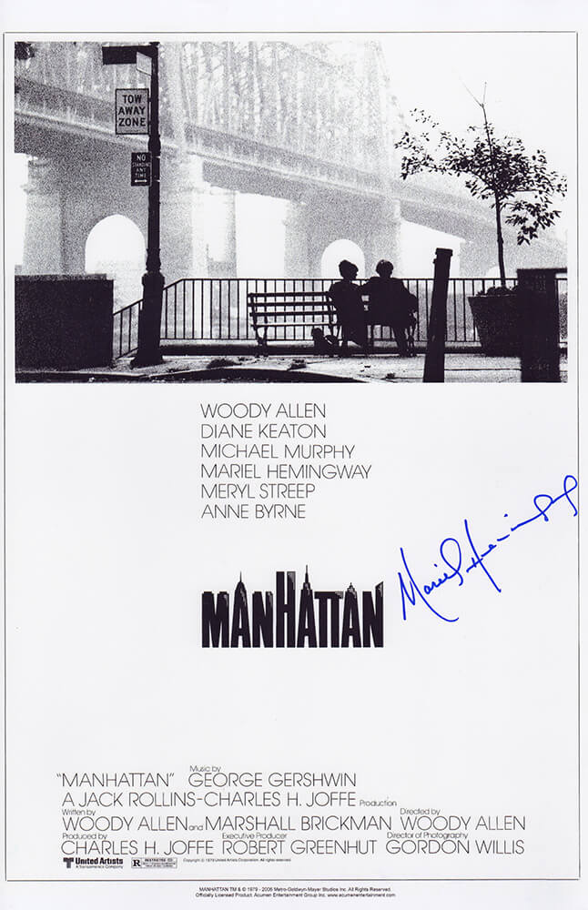 Mariel Hemingway Autographed Manhattan 11x17 Classic Movie Poster-Powers Sports Memorabilia