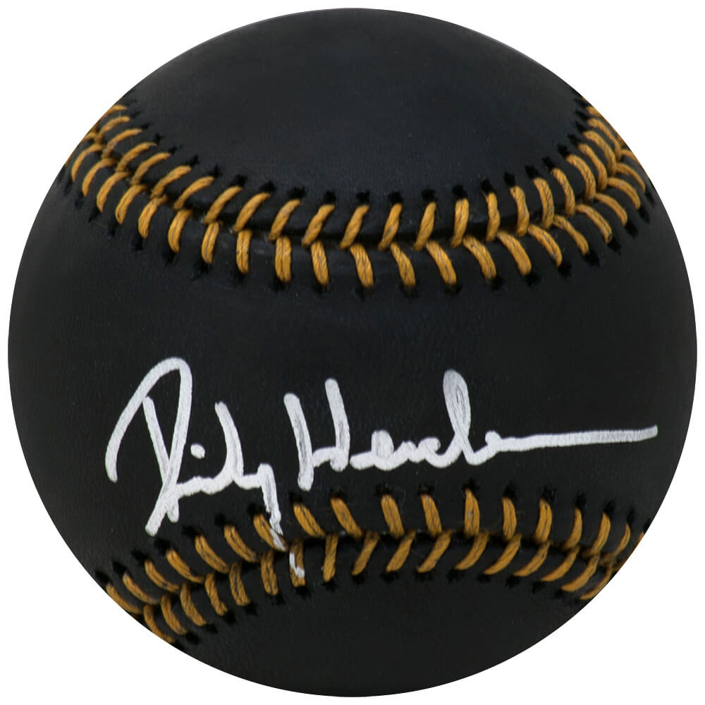 Rickey Henderson Autographed Rawlings Black MLB Baseball-Powers Sports Memorabilia