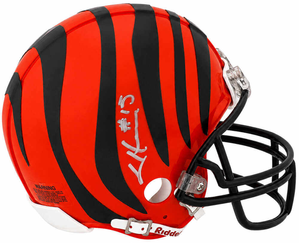 Chris Henry Autographed Bengals Riddell (VSR4) Mini Helmet - (In Silver)-Powers Sports Memorabilia
