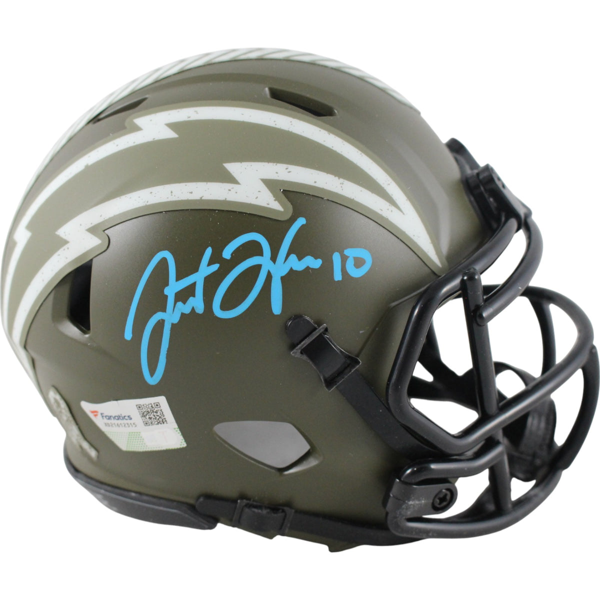 Justin Herbert Los Angeles Chargers 22 STS Signed Mini Helmet-Powers Sports Memorabilia