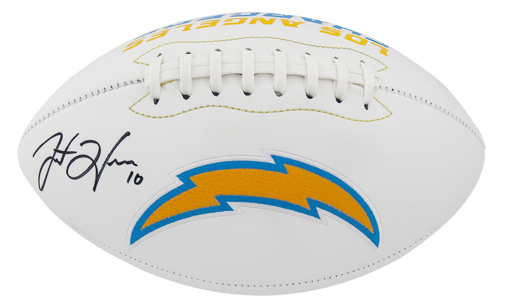 Justin Herbert Autographed Los Angeles Chargers Jarden White Logo Football-Powers Sports Memorabilia