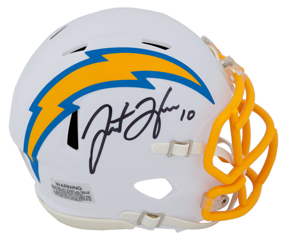 Justin Herbert Autographed Los Angeles Chargers White 2020 Style Riddell Speed Mini Helmet-Powers Sports Memorabilia