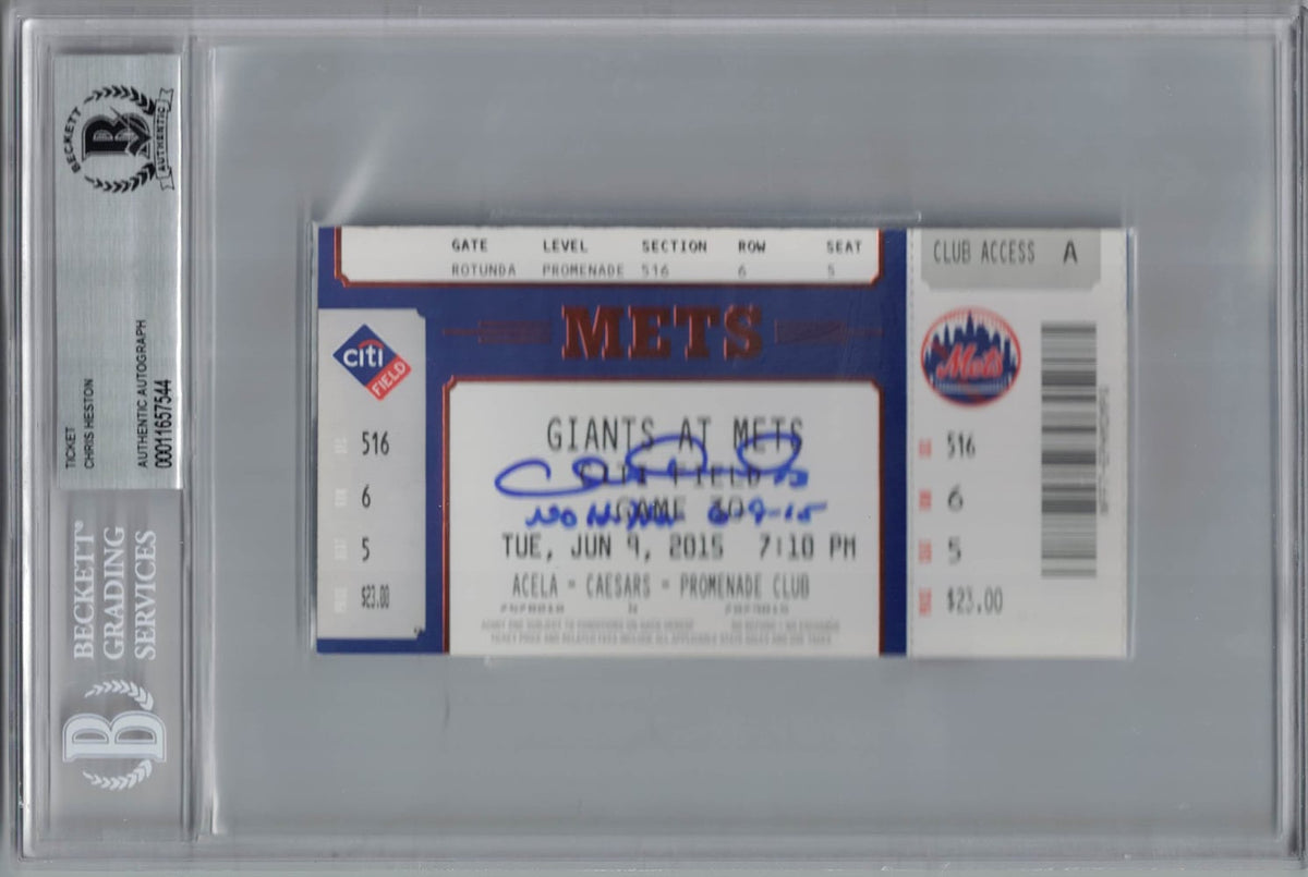 Chris Heston San Francisco Giants Signed Card - Club Level Ticket No Hitter Beckett-Powers Sports Memorabilia