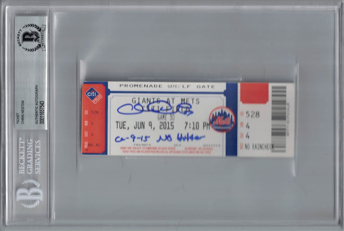 Chris Heston San Francisco Giants Signed Card - Ticket No Hitter BAS Slab Beckett-Powers Sports Memorabilia