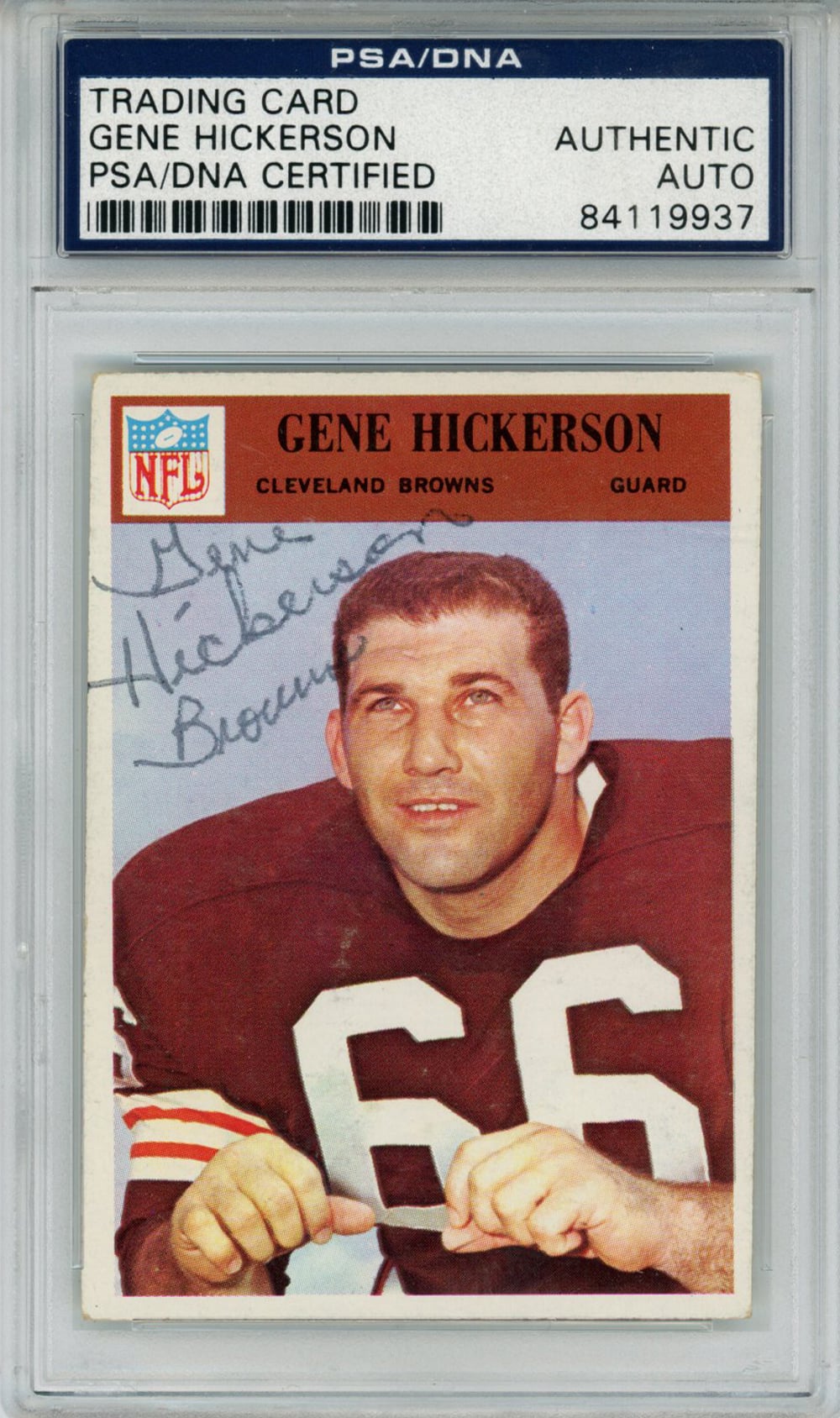Gene Hickerson Cleveland Browns Signed Card - 1966 Philadelphia #45 PSA Slab PSA-Powers Sports Memorabilia