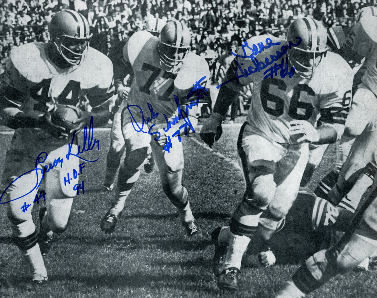 Gene Hickerson, Leroy Kelly & Dick Schafrath Cleveland Browns Signed 8x10 Photo - PSA PSA-Powers Sports Memorabilia