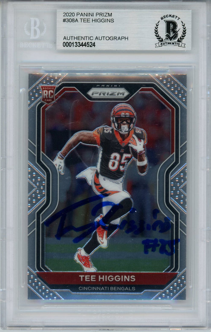 Tee Higgins Signed 2020 Panini Prizm #308A Rookie Card BAS Slab-Powers Sports Memorabilia