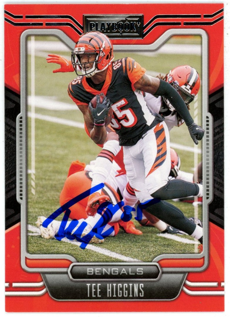 Tee Higgins 2021 Panini Playbook #14 Trading Signed Card-Powers Sports Memorabilia