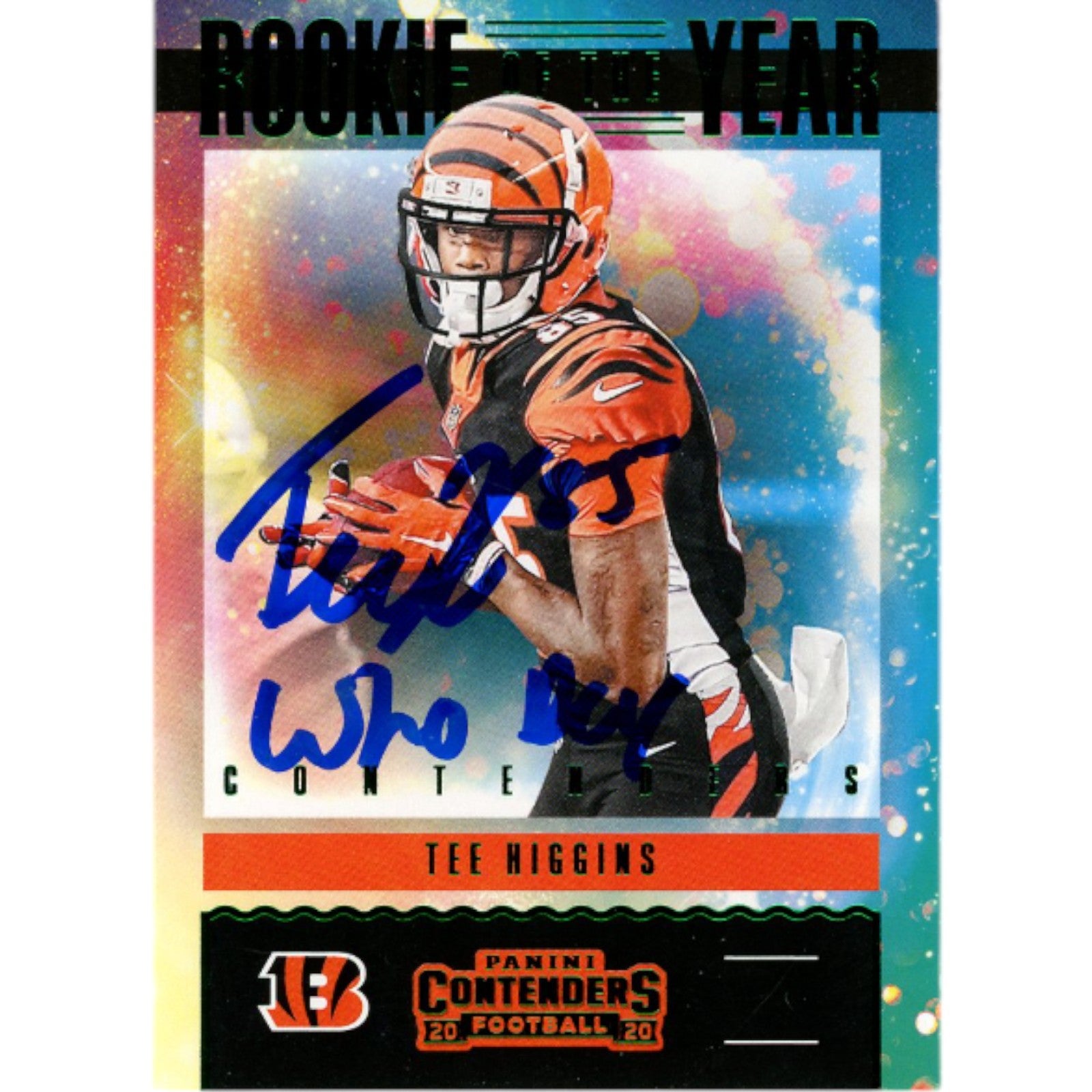 Tee Higgins Cincinnati Bengals Signed Card - Panini ROY Contenders Who Dey Beckett Beckett-Powers Sports Memorabilia