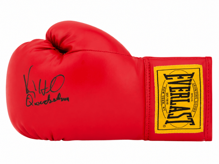 Virgil Hill Autographed Everlast Red Full Size Boxing Glove with Quicksilver-Powers Sports Memorabilia