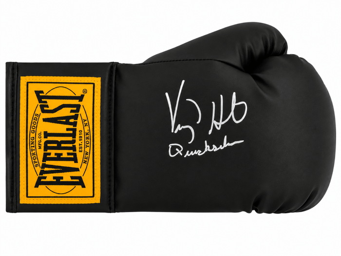 Virgil Hill Autographed Everlast Black Full Size Boxing Glove with Quicksilver-Powers Sports Memorabilia
