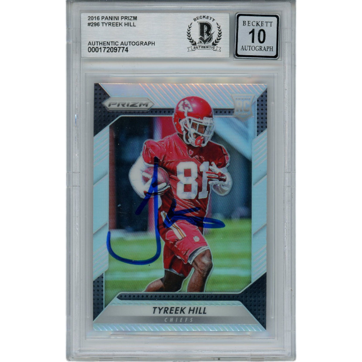 Tyreek Hill '16 Panini Prizm 296 10 Grade Trading Signed Card-Powers Sports Memorabilia