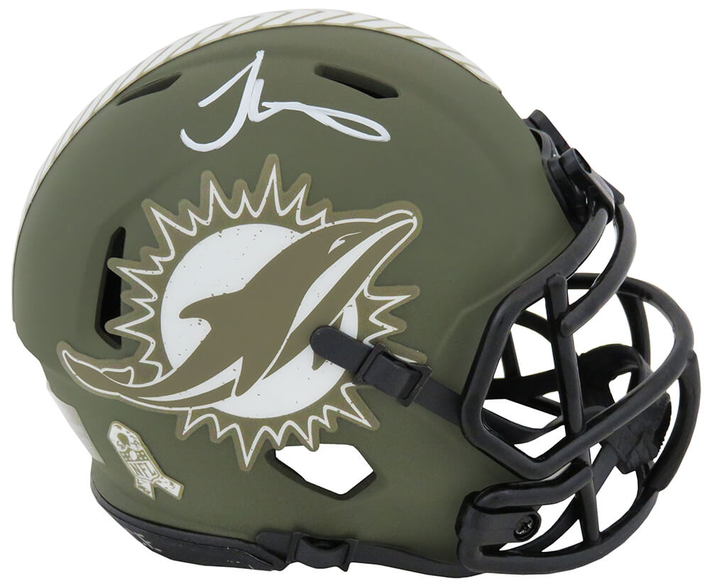Tyreek Hill Autographed Miami Dolphins Salute to Service Riddell Speed Mini Helmet-Powers Sports Memorabilia