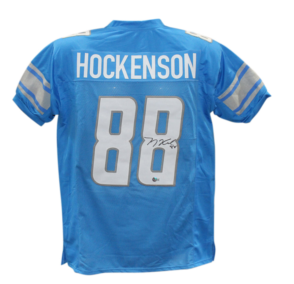 TJ Hockenson Pro Style Blue XL Signed Jersey – Beckett Authenticated-Powers Sports Memorabilia