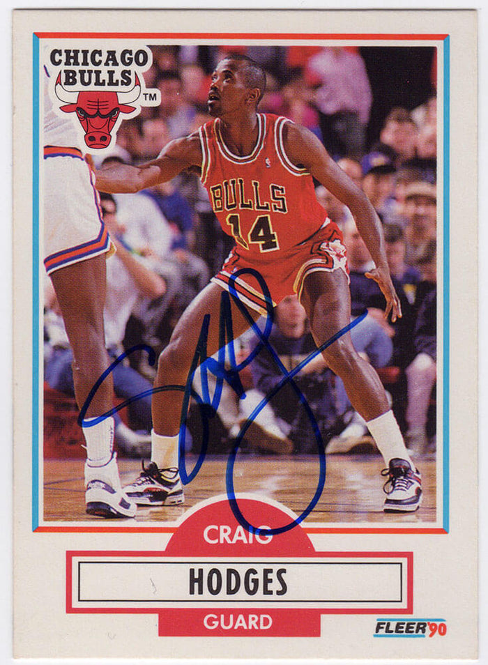 Craig Hodges Autographed Chicago Bulls 1990 Fleer Basketball Trading Card #25-Powers Sports Memorabilia