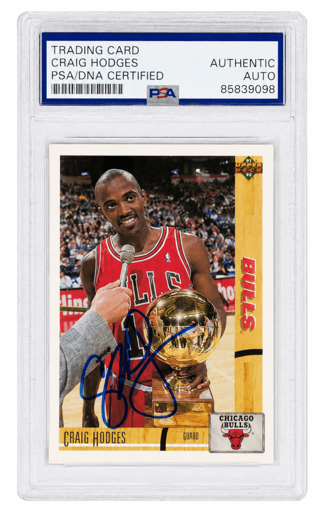Craig Hodges Autographed Chicago Bulls 1991 Upper Deck Basketball Trading Card #148 - (PSA Encapsulated)-Powers Sports Memorabilia
