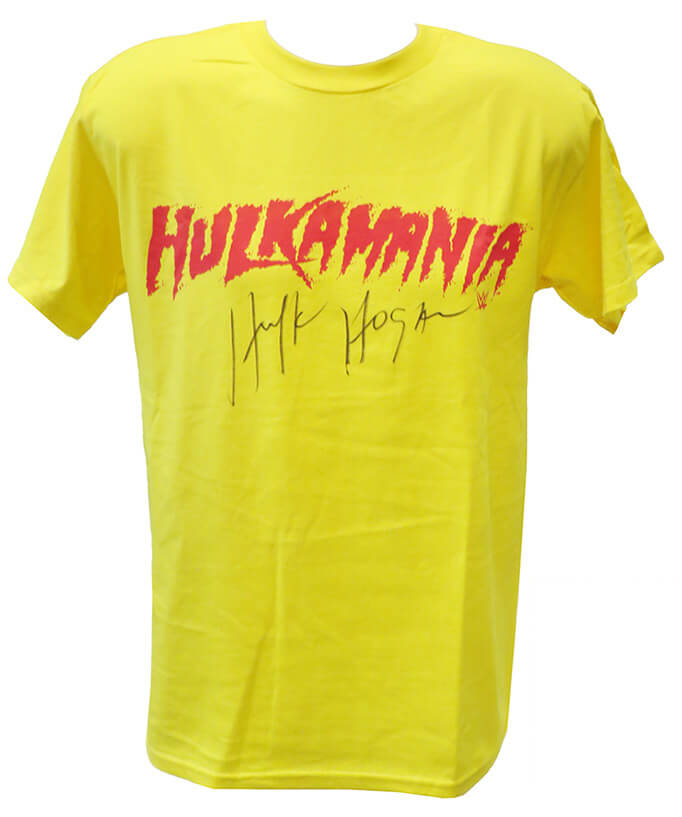 Hulk Hogan Autographed Hulkamania Yellow Wrestling T-Shirt-Powers Sports Memorabilia