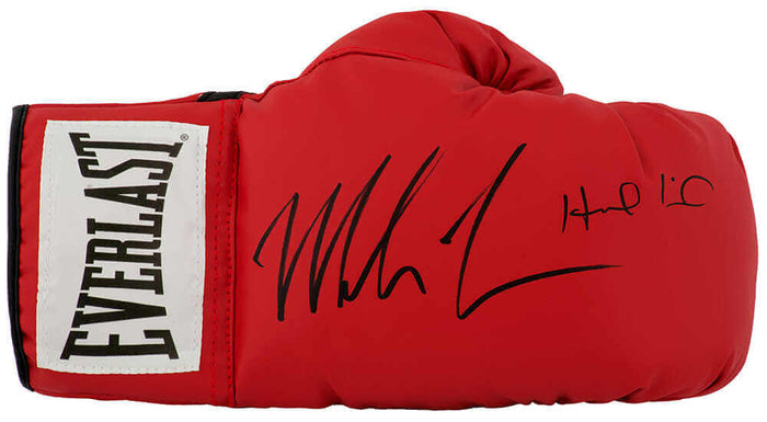 Evander Holyfield & Mike Tyson Dual Autographed Everlast Red Boxing Glove - (Right Hand Glove)-Powers Sports Memorabilia