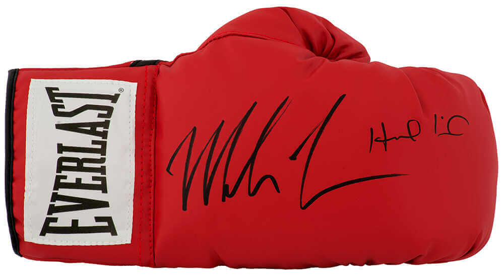 Evander Holyfield & Mike Tyson Dual Autographed Everlast Red Boxing Glove - (Right Hand Glove)-Powers Sports Memorabilia