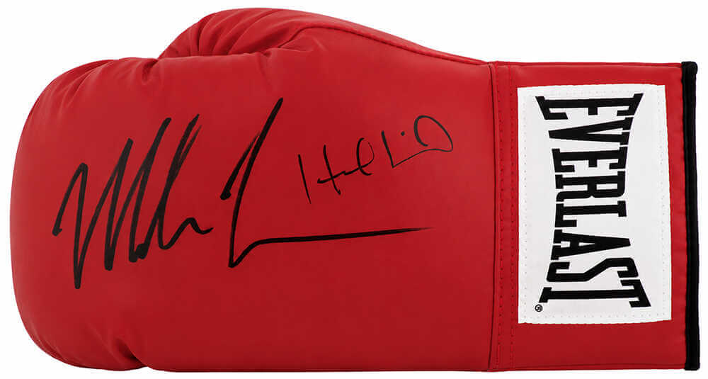 Evander Holyfield & Mike Tyson Dual Autographed Everlast Red Boxing Glove-Powers Sports Memorabilia