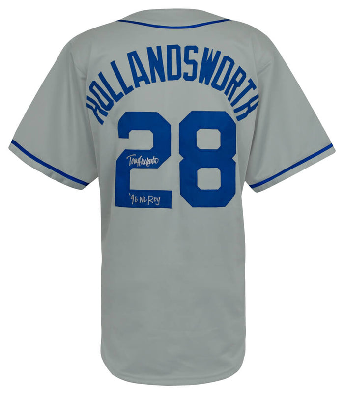 Todd Hollandsworth Autographed Grey Custom Baseball Jersey with 96 NL ROY-Powers Sports Memorabilia