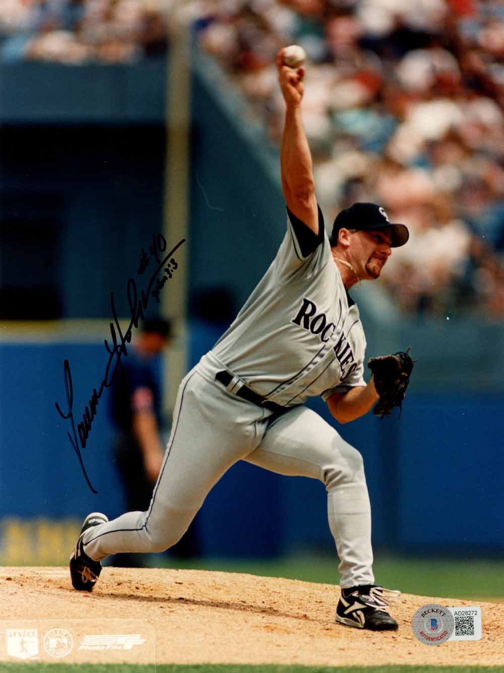 Darren Holmes Colorado Rockies Signed 8x10 Photo - Beckett Beckett - 50557-Powers Sports Memorabilia