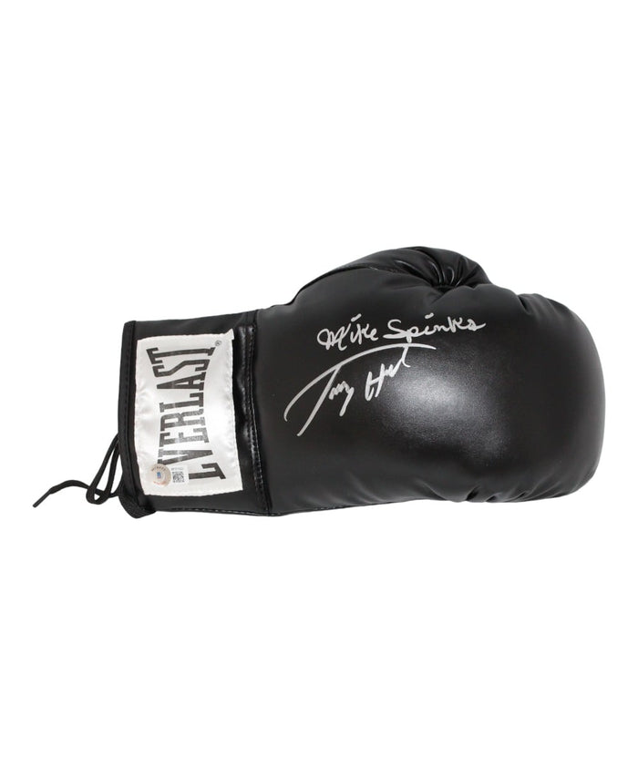 Larry Holmes & Michael Spinks Signed Black Left Boxing Glove – Beckett Authenticated-Powers Sports Memorabilia