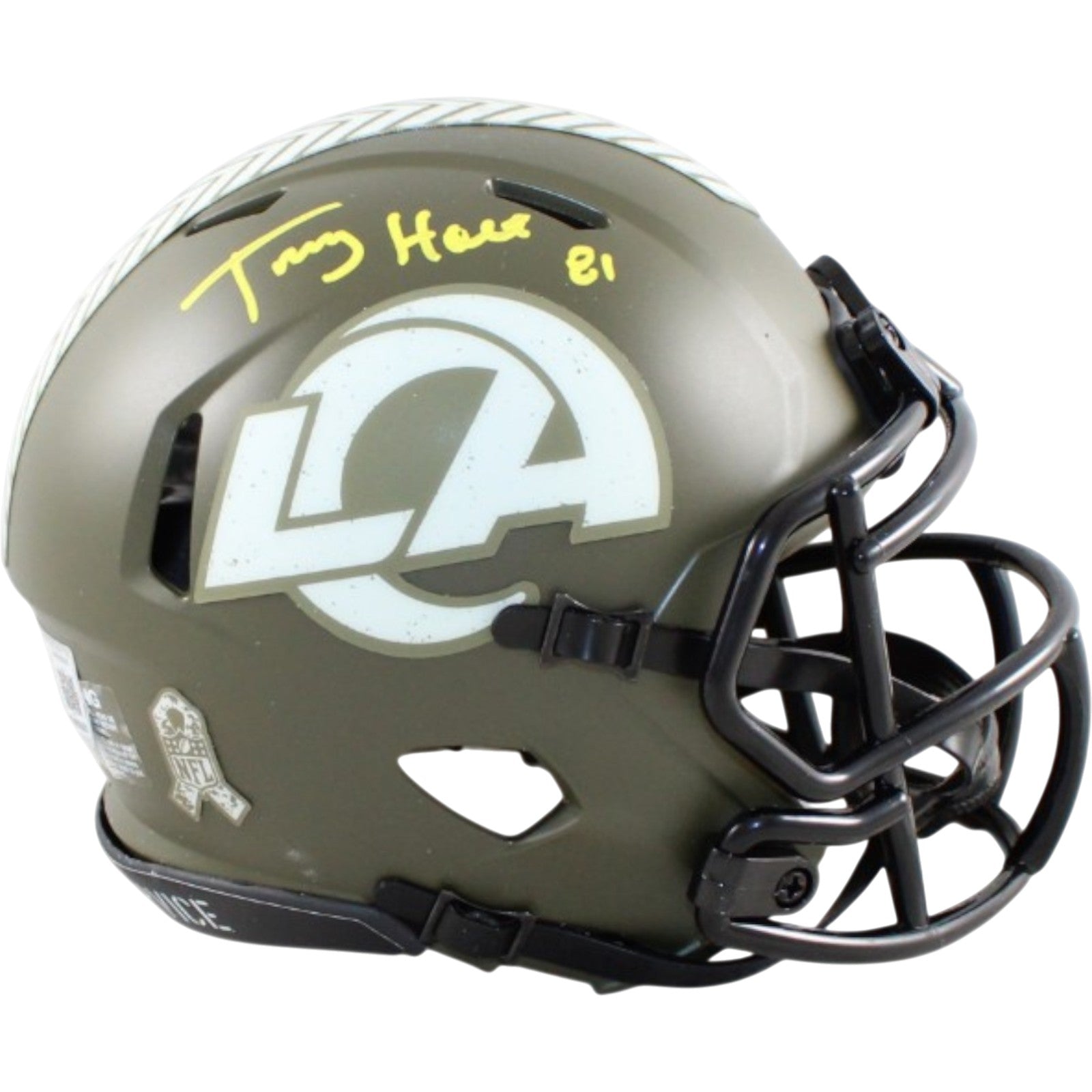 Torry Holt Los Angeles Rams Signed Mini Helmet Rave 22 STS Beckett W 58590 Beckett-Powers Sports Memorabilia