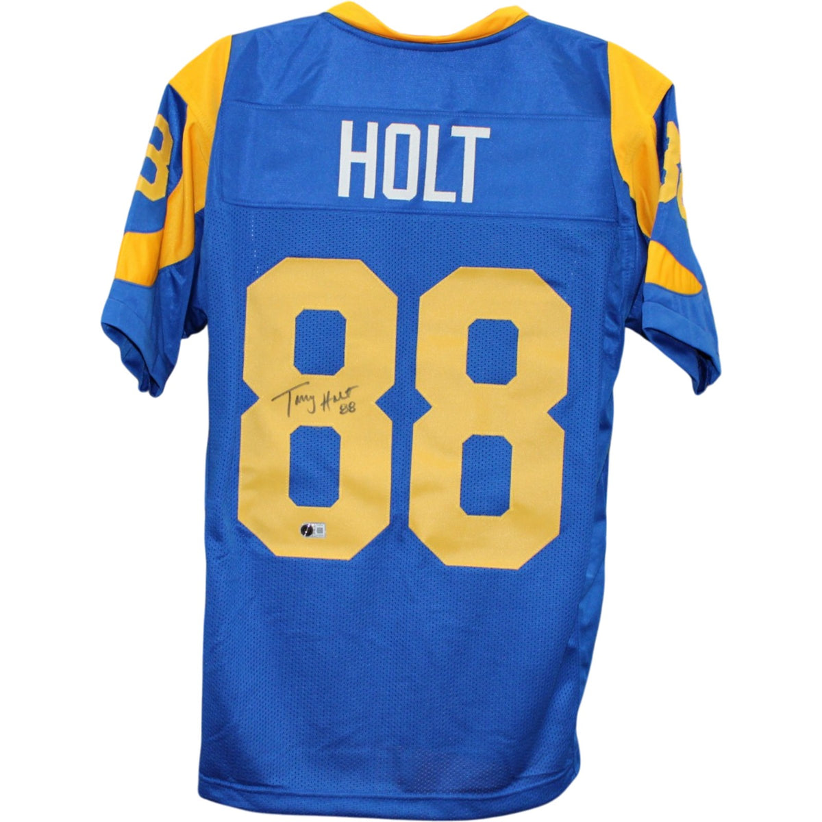 Torry Holt Pro Style Sz XL Blue Signed Jersey Beckett W 58520 Beckett-Powers Sports Memorabilia
