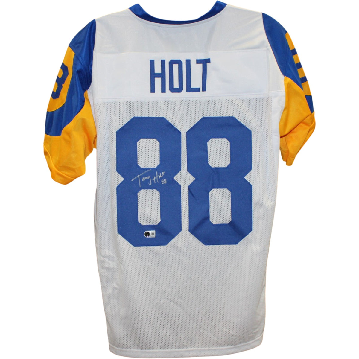 Torry Holt Pro Style Sz XL Signed Jersey White Beckett W 58513 Beckett-Powers Sports Memorabilia