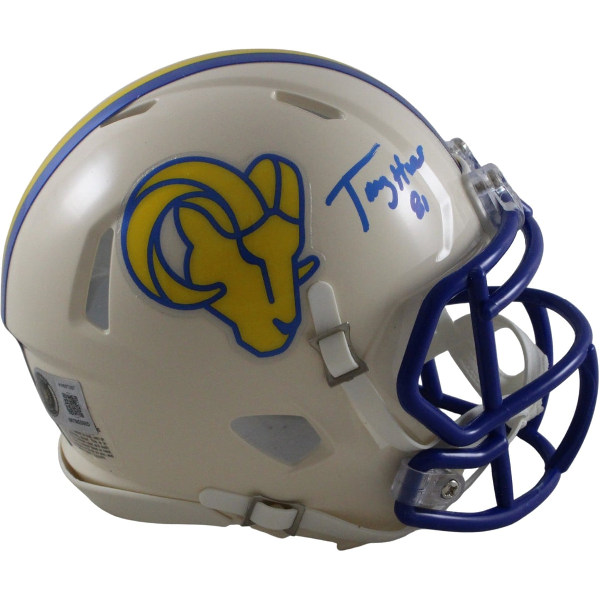 Torry Holt Signed Los Angeles Rams Retro Mini Helmet – Beckett Witness Authenticated-Powers Sports Memorabilia